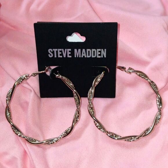 NWT Steve Madden Double Twist Hoops - Picture 1 of 6